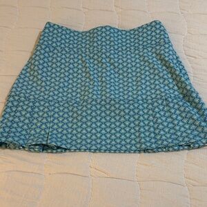Sigrid Olsen Teal/Light Blue/White Patterned Skort with Pleats